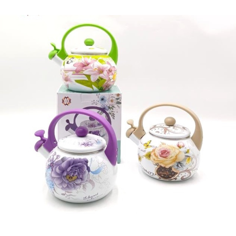 Teko bunyi enamel bunga 2.2 Liter / ketel enamel / kettle bunyi enamel bunga kembang / ceret bunyi /
