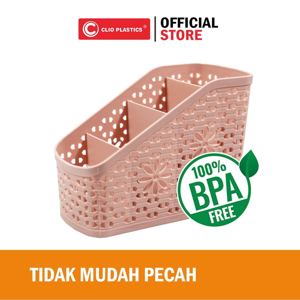 Keranjang Clio Lavender 4 Sekat / Storage Lavender Clio Multifungsi Serbaguna Plastik ATK Kantor
