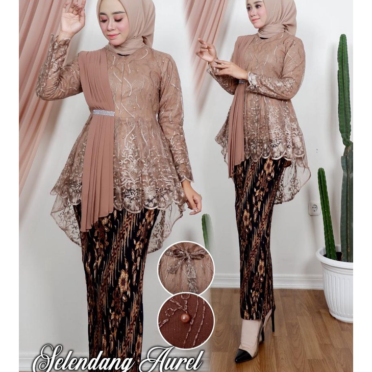 Banyak Peminat (COD)> SET KEBAYA BLOUSE SELENDANG AUREL - MODEL KEBAYA TERLARIS 2021 - BAJU KEBAYA P