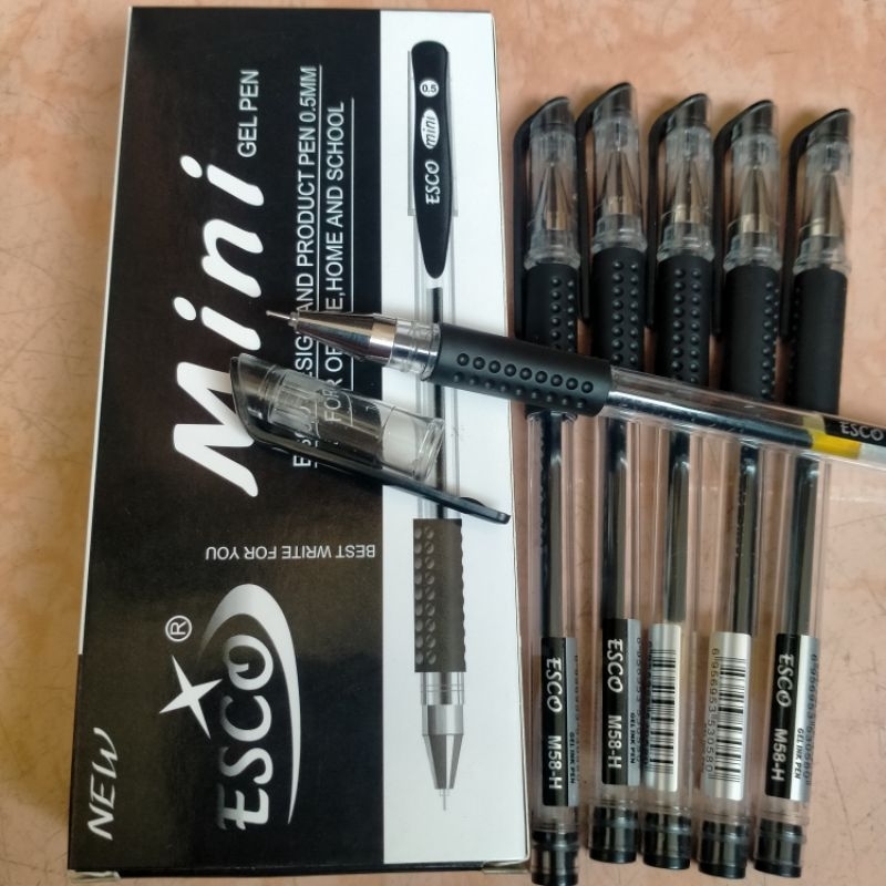 

1 Pcs Pen Gel Esco Pena jel Pulpen 0,5mm Tinta Hitam Super Atk murah Grosir