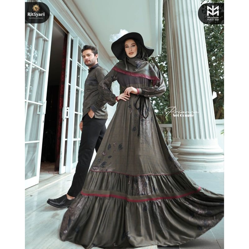 [RITZ SYARI] SET COUPLE SYARI / GAMIS SYARI TERBARU / DRESS SET PRINTING " PRIANCA SET " BY RITZ SYA