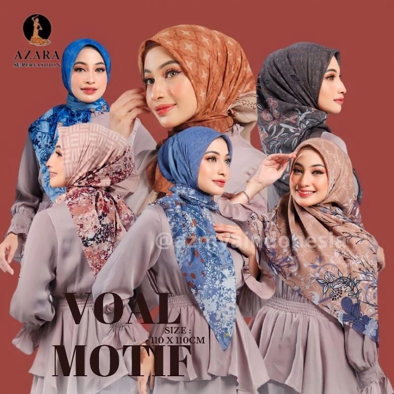 Segiempat Motif Osaka Azara | motif voal Azara | kerudung scarf Azara | Jilbab segi4 motif Terbaru p