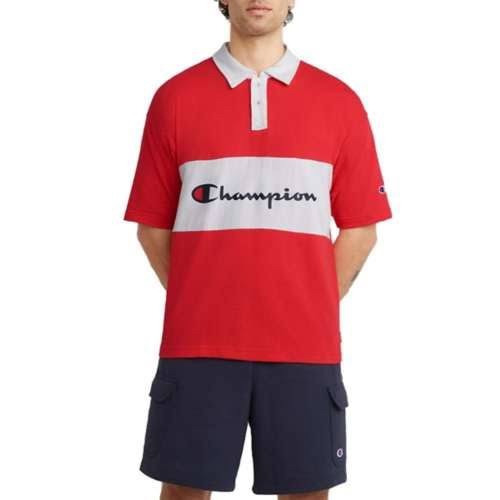 CHMPN Men's Middleweight Rugby Polo Script Logo Kaos Kerah Oversize