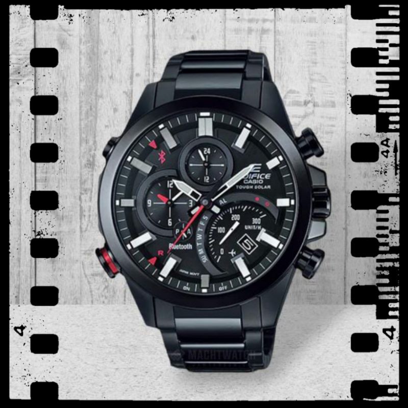 Jam tangan pria CASIO EQB-500DC-1ADR, EDIFICE Series, Bluetooth smart, Dual time, Tough solar, Japan