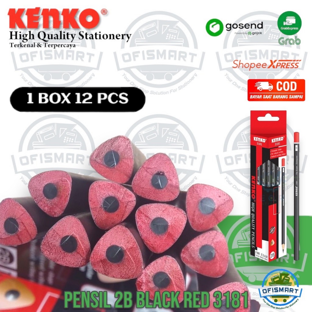 

Kenko Pensil Tulis 2B Triangulare 3181 Black | @1Pax=12Pencil