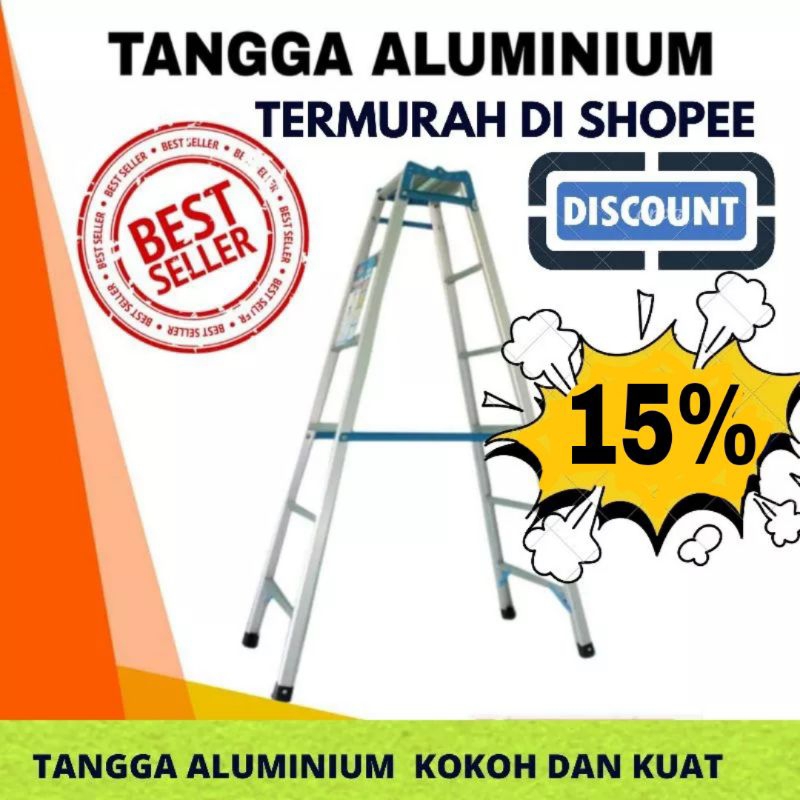 Tangga Lipat Aluminium Merk Galaxy Star 1.5 M, 1.75 M, 2 M dan 2.5 M