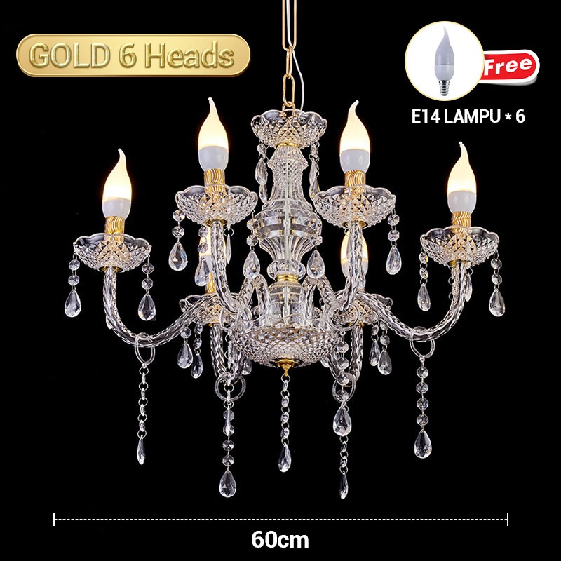 Lampu Hias Gantung Kristal Chandelier Lampu Lilin Chandelier Gantung Cabang