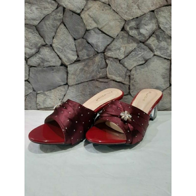 SENDAL HEELS WANITA TERBARU SENDAL HEELS TERMURAH SENDAL PURPLE SENDAL PESTA