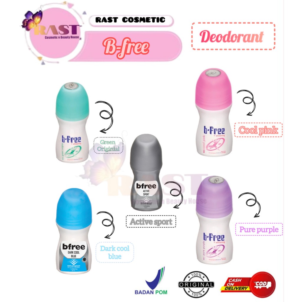 BFREE Deo Roll On For Woman 50ml [ Deodorant Wanita Dengan Kandungan Whitening dan tidak lengket ]