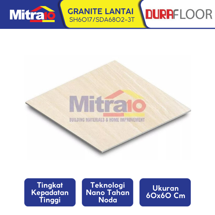 Durafloor Granite Lantai Sh6017/Sda6802-3T 60X60 Cm Krem