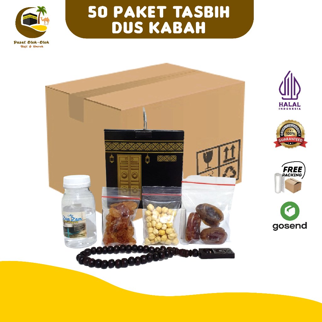 

Paket oleh - oleh haji dan umroh dus kabah + tasbih kayu per 50 pcs