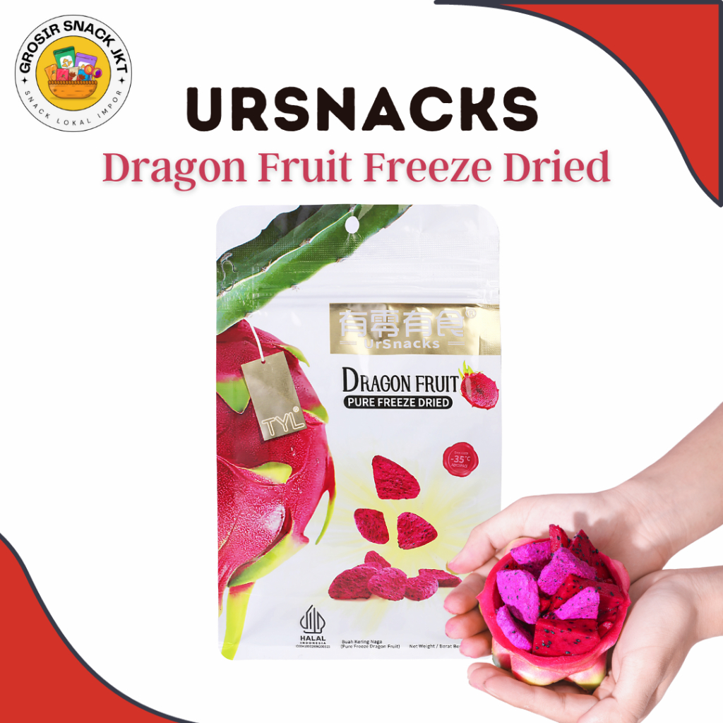 

URSNACKS Buah Naga Vakum Buah Kering - Freeze Dried Fruit HALAL Snack Diet Rendah Kalori