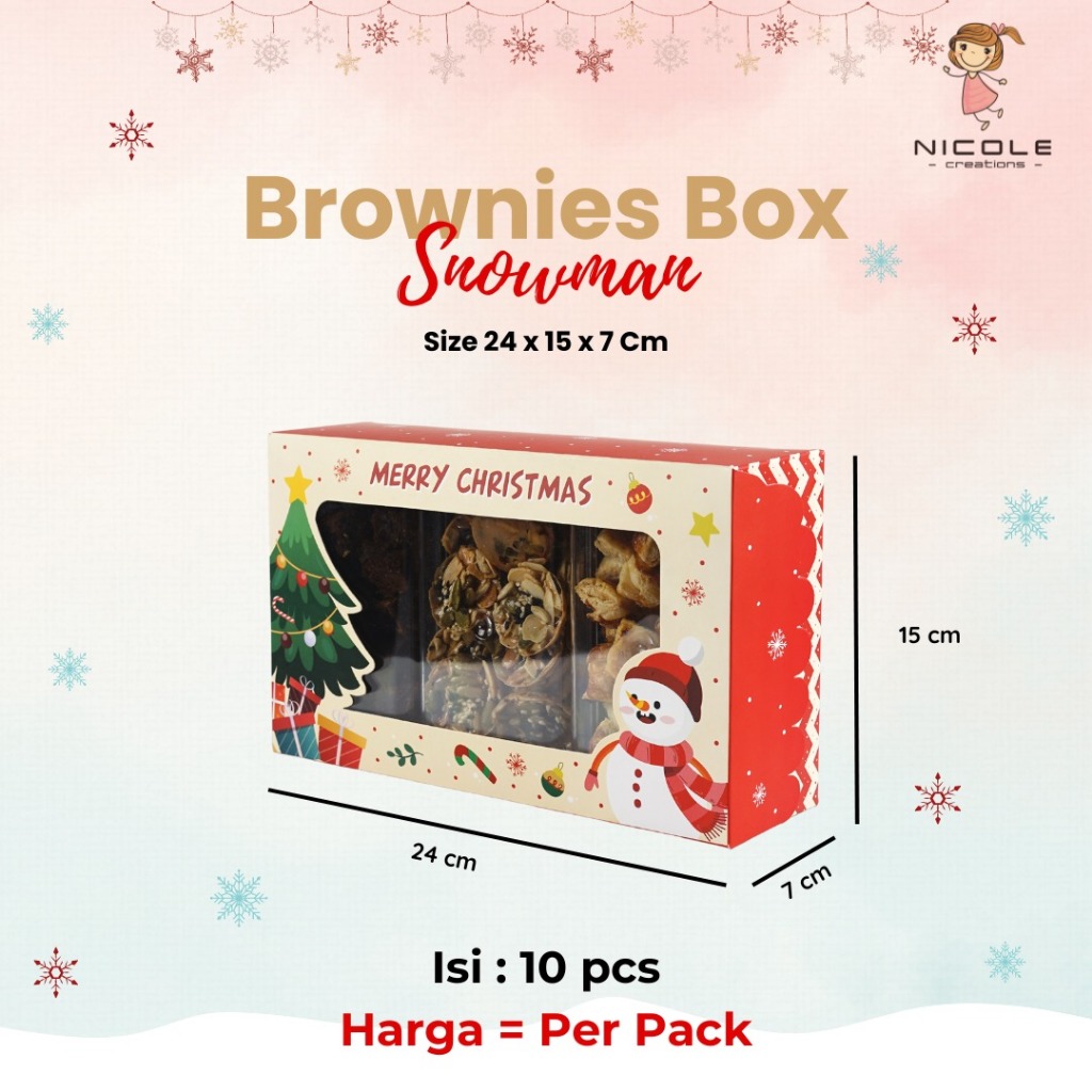 Cake Box Brownies Happy Xmas/Packaging Kue/ Cake Box Christmas @10 Pcs