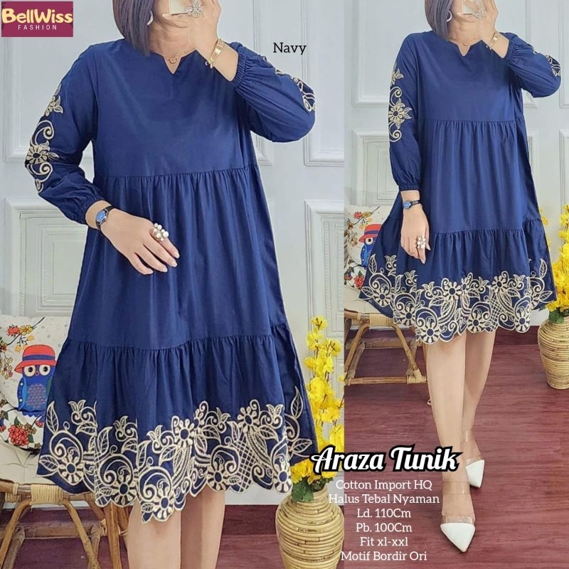 tunik katun import terbaru tunik polos bordir arazaa