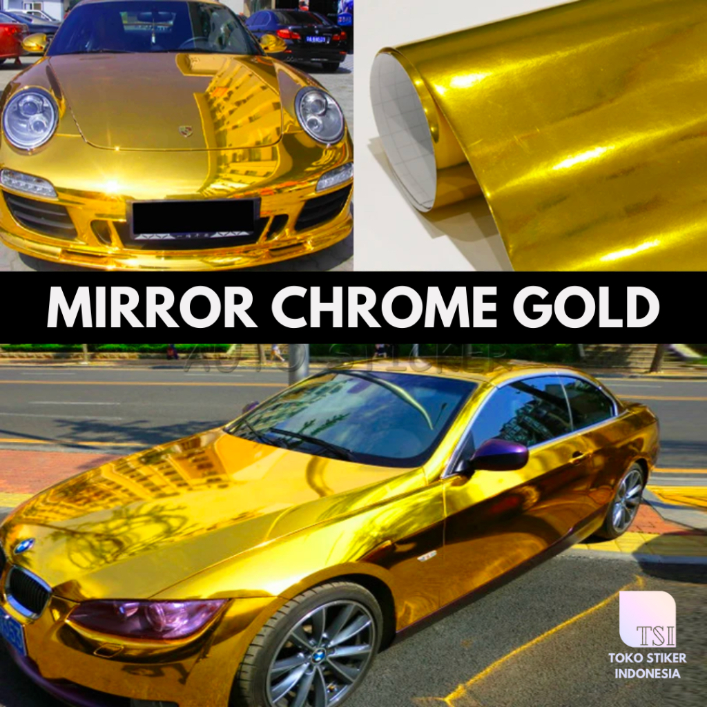 Stiker Mirror Chrome Fanchi Premium / Skotlet Krom Silver Gold Red Lentur Tahan Panas 50 cm