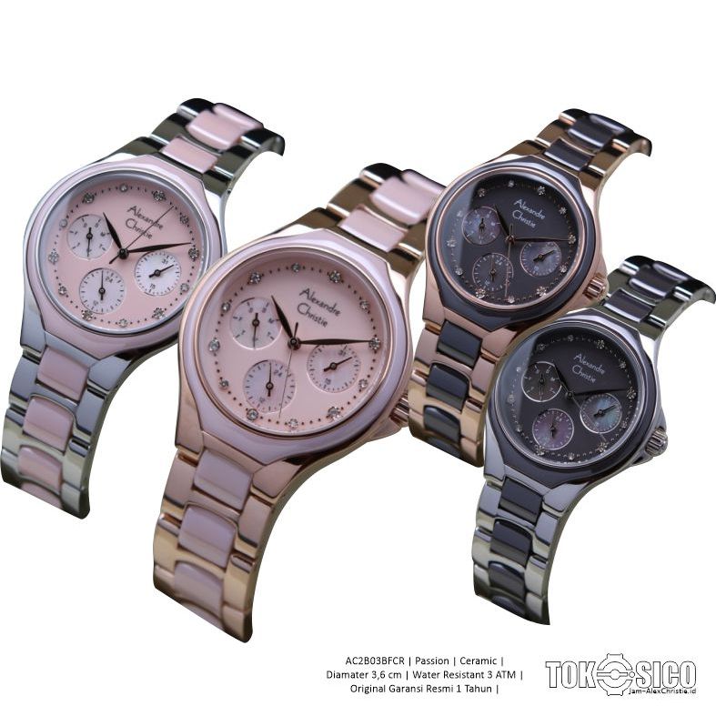 TERNBARU JAM TANGAN ALEXANDER CHRISTIE WANITA ORIGINAL CERAMIC AC2B03 ALEXANDRE CRISTIE CEWEK 100% O