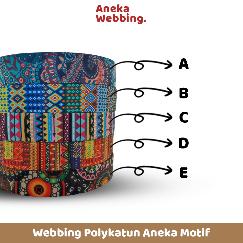 1 Rol Webbing 3.8 cm Aneka Motif