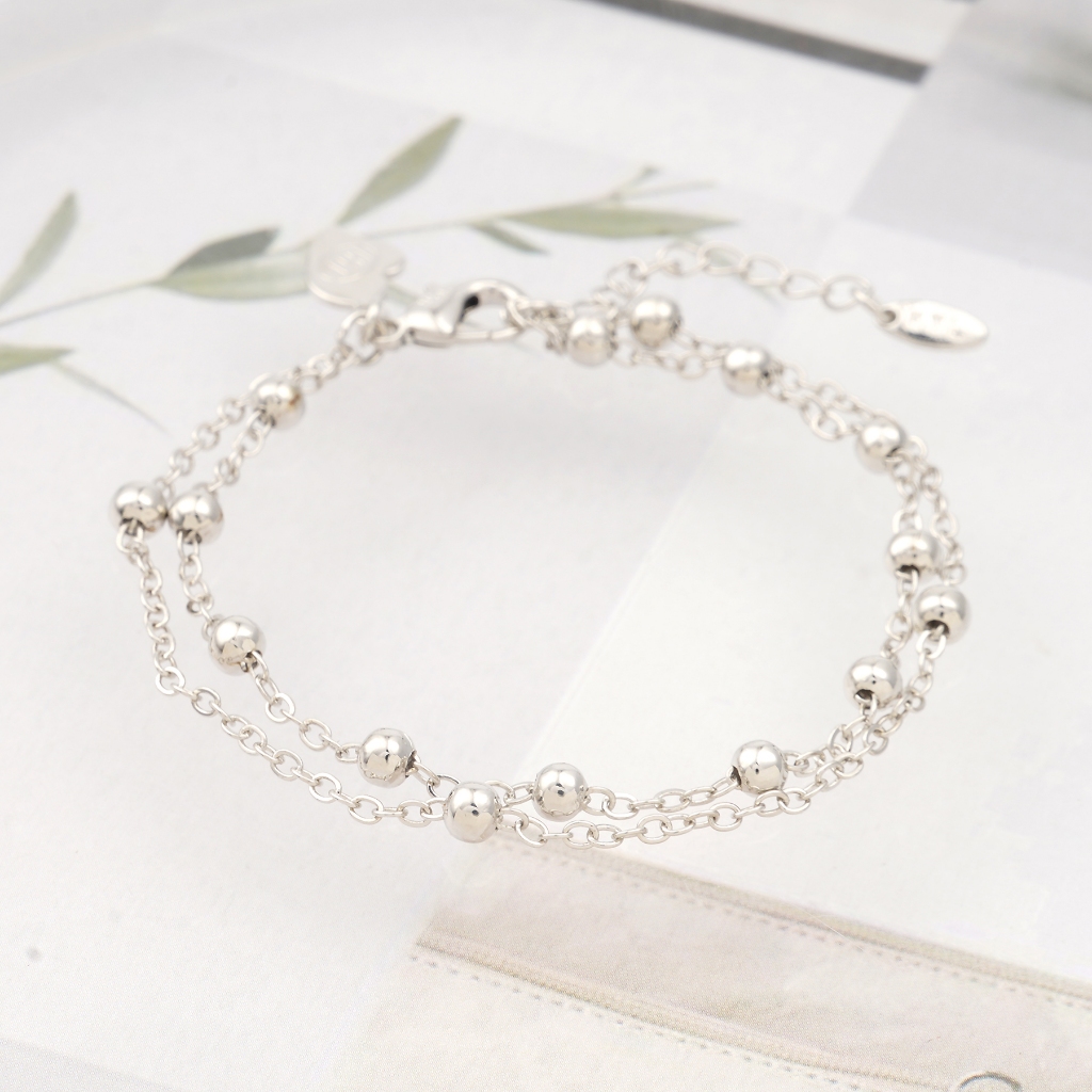 Hyl Jewelry 413B Gelang  Wanita Stainless Bangle Bracelet Terbaru Anti Karat Dan Keroncong Lilit Asli Silver Terbaru Tdk Luntur Selamanya Lapis Emas Original Pria Ori Import