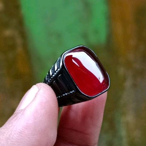cincin  Batu akik RED Baron natural kristal super original