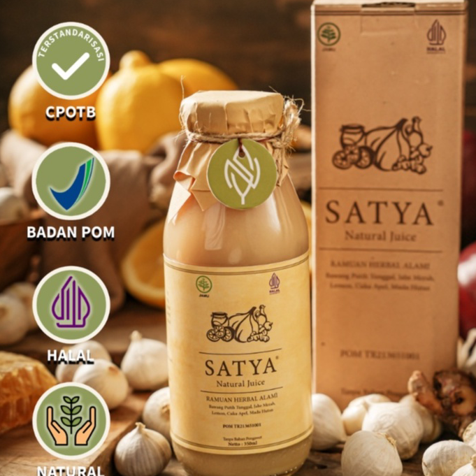 

MYQC4188 SATYA Jus Bawang Putih Tunggal Jahe Merah Lemon Madu Hutan Cuka Apel BAHAN ALAMI dengan BPOM