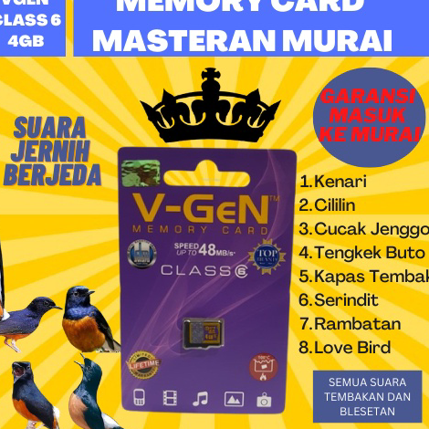 YXGK2962 Memory card isian masteran burung murai jernih berjeda gacor - micro sd mp3 isian khusus bu