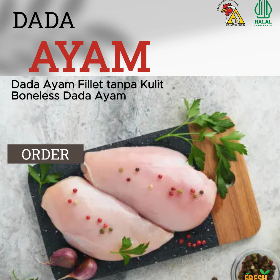 

GHGZ5661 Daging Ayam Dada Fillet Boneless (Tanpa Kulit)