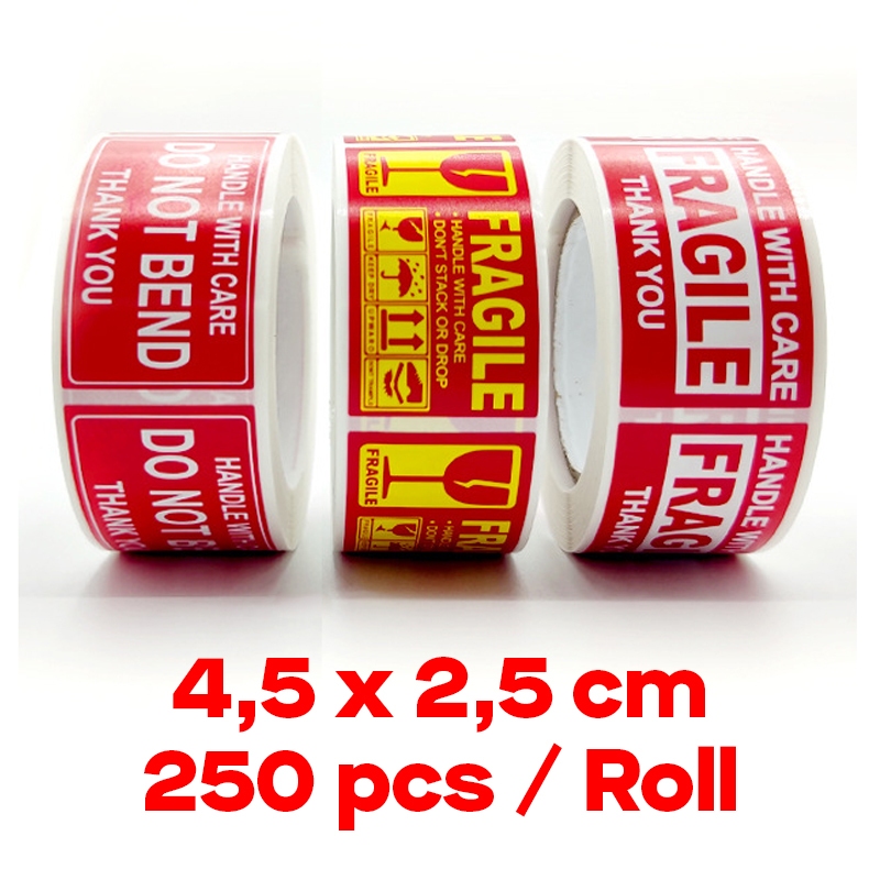 

Sticker Warning Fragile Do Not Bend 2,5 x 4,5 cm (1 roll ± 250 pcs)