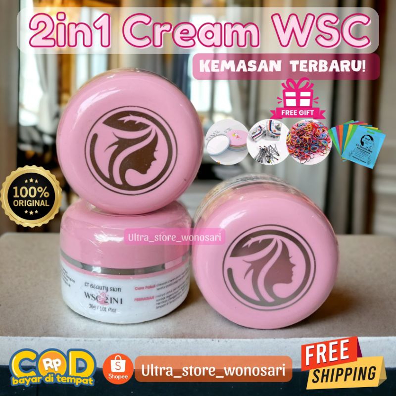 2in1 Cream WSC Skincare  BPOM Kemasan Terbaru Free Gift+Tas