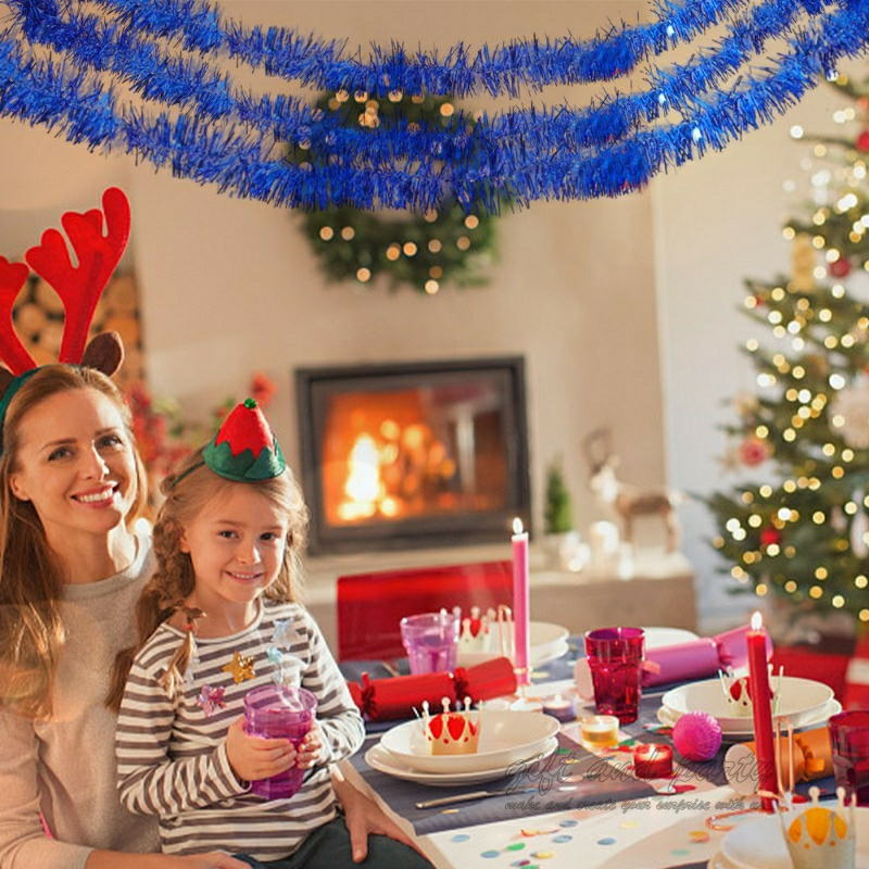 Slinger Tinsel Biru / Slinger Natal / Garland Tinsel / Hiasan Natal