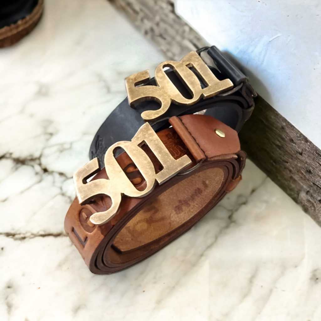 Ikat Pinggang Pria Kulit Sapi Gesper bahan Kuningan Vintage