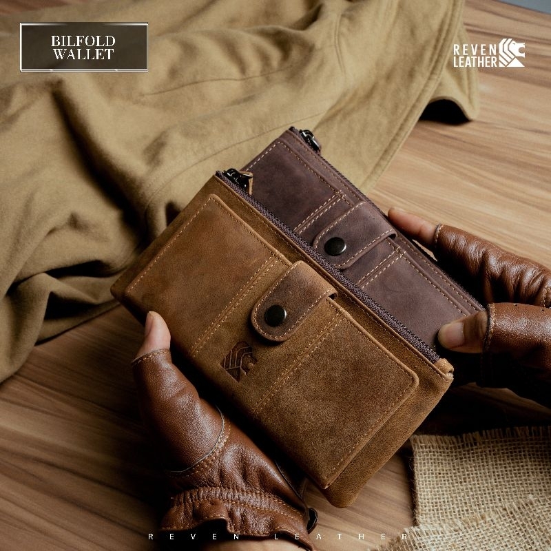 Dompet Panjang Pria Kulit Asli Reven Bifold Wallet