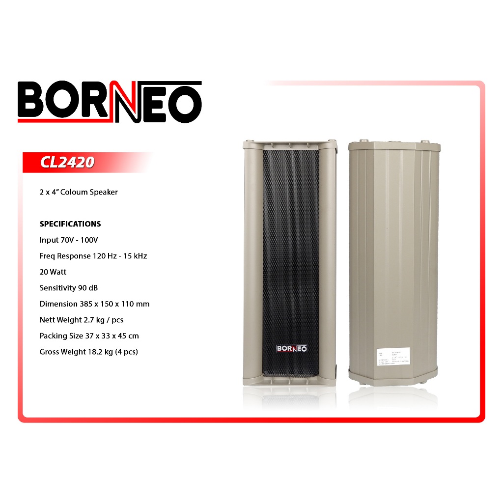 Public Address Speaker (2x4" | 70v-100v | 20watt) - BORNEO CL2420