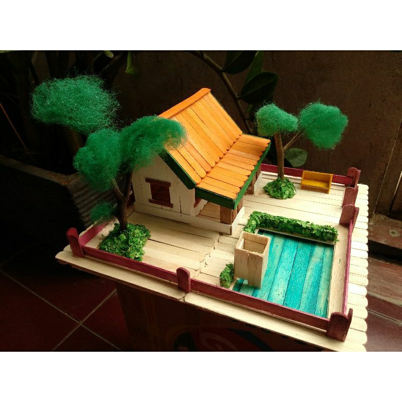 Prakarya Maket Miniatur Rumah Adat Kebaya Betawi 4 dari Stik Es Krim.