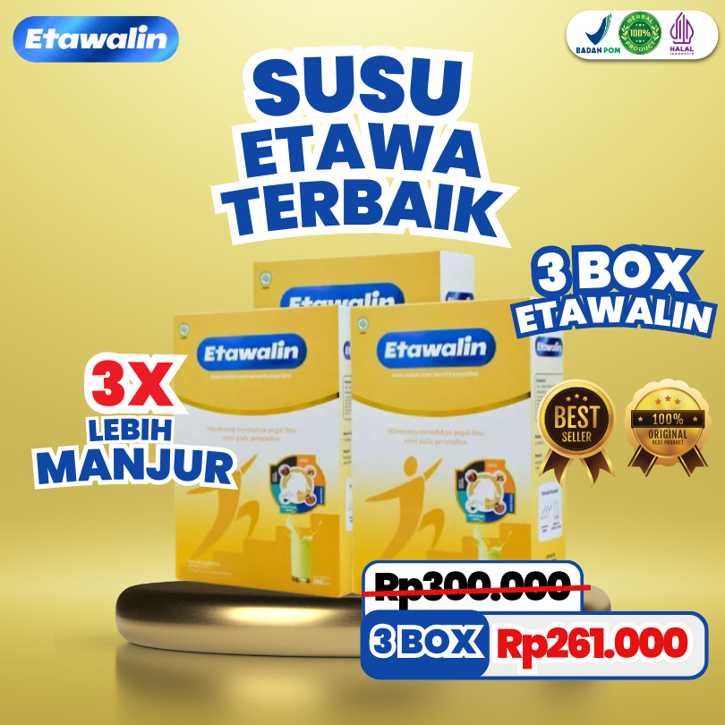 

PAKET 3 BOX ETAWALIN ORIGINAL - 3X LEBIH MANJUR ATASI ASAM URAT SYARAF KEJEPIT REMATIK
