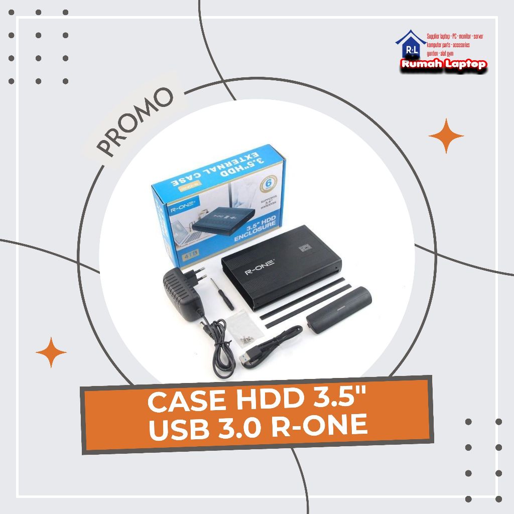 Case Harddisk 3.5inch External Metal USB 3.0 - Casing Harddisk Laptop Pc Komputer R-One