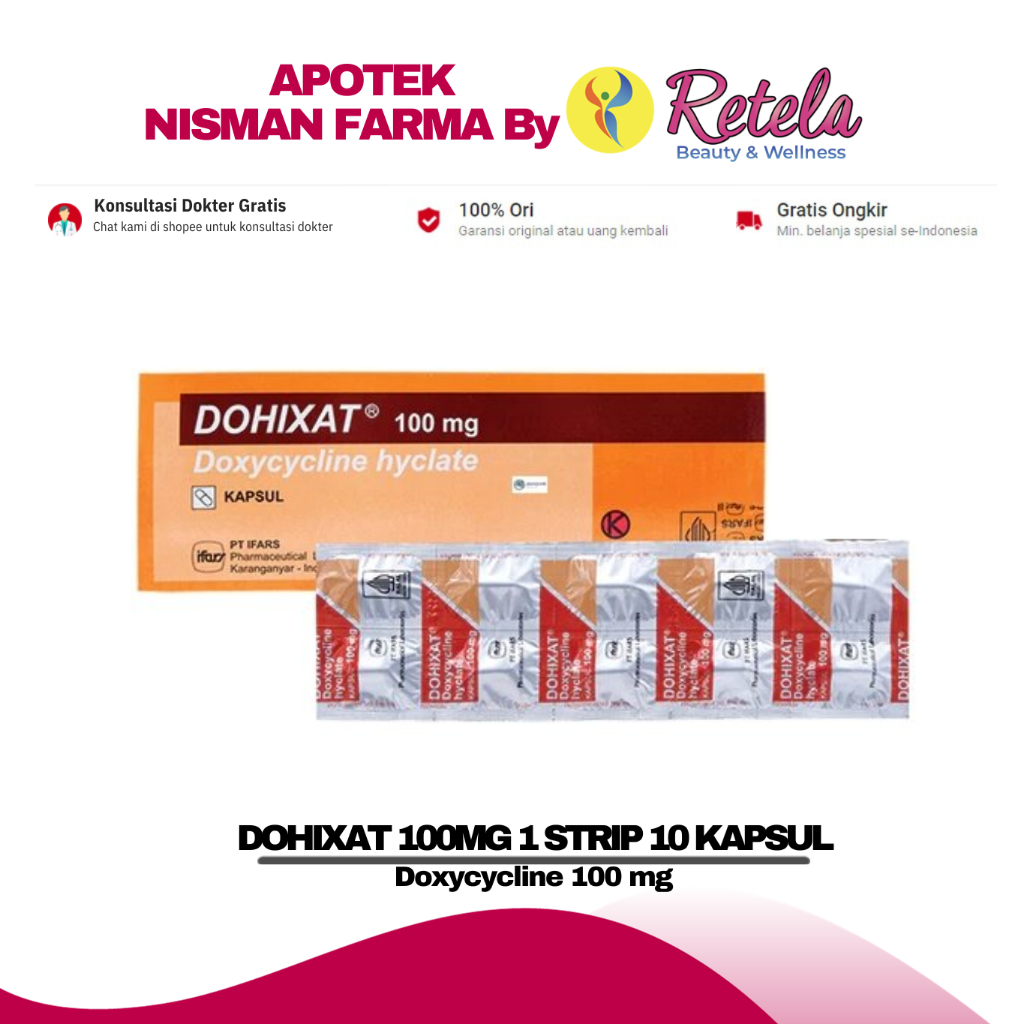 DOHIXAT 100MG ISI 10 KAPSUL ( Doxycycline 100 mg )