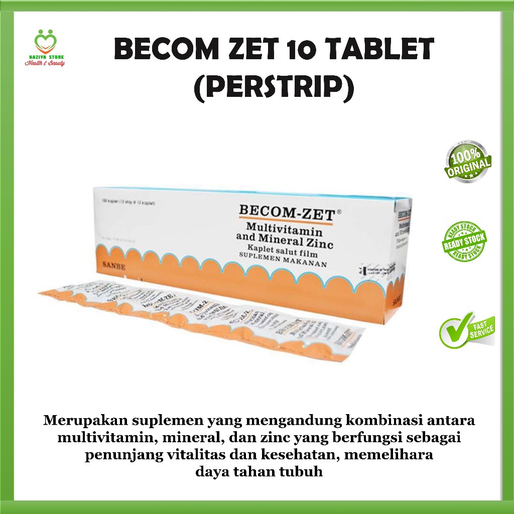 BECOM-ZET KAPLET Suplemen Multivitamin Daya Tahan Tubuh/Vitamin B Kompleks/Vitamin C/Vitamin E/Zinc