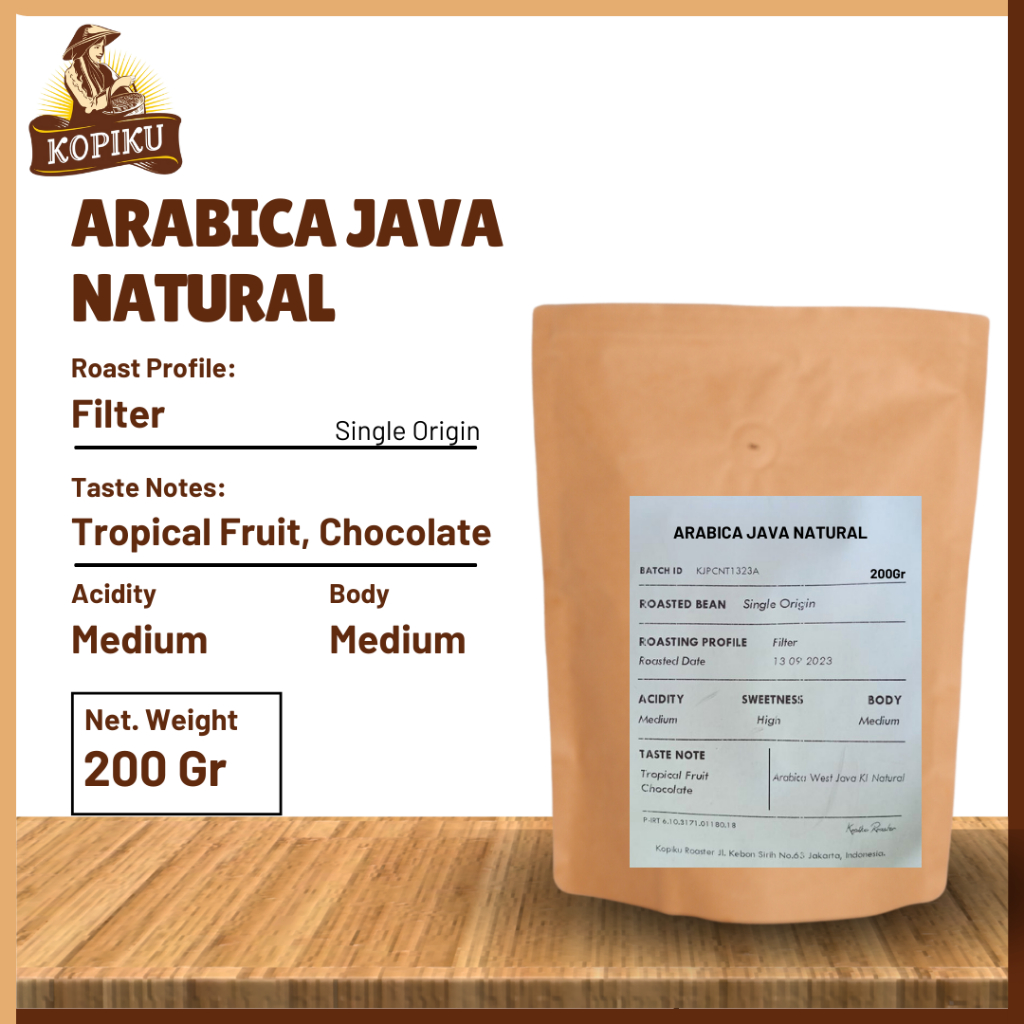 

Biji Kopi Bubuk Arabica Java Natural Single Origin Arabika Java Naturalis Grade 1 Coffee Roast Beans Filter 200 gram