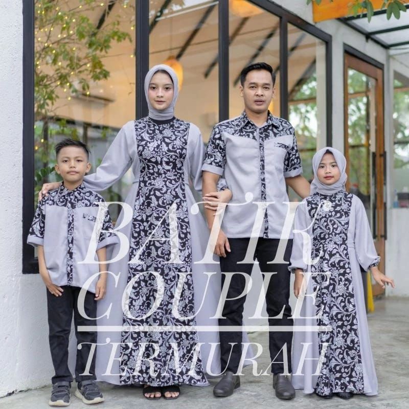 Couple keluarga syari muslimah dress gamis couple baju couple pasangan gaun pesta muslimah batik