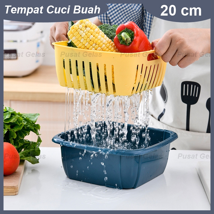 Kotak Plastik Cuci Buah/Baskom Cuci Sayur/Plastik/Tempat Saringan Buah