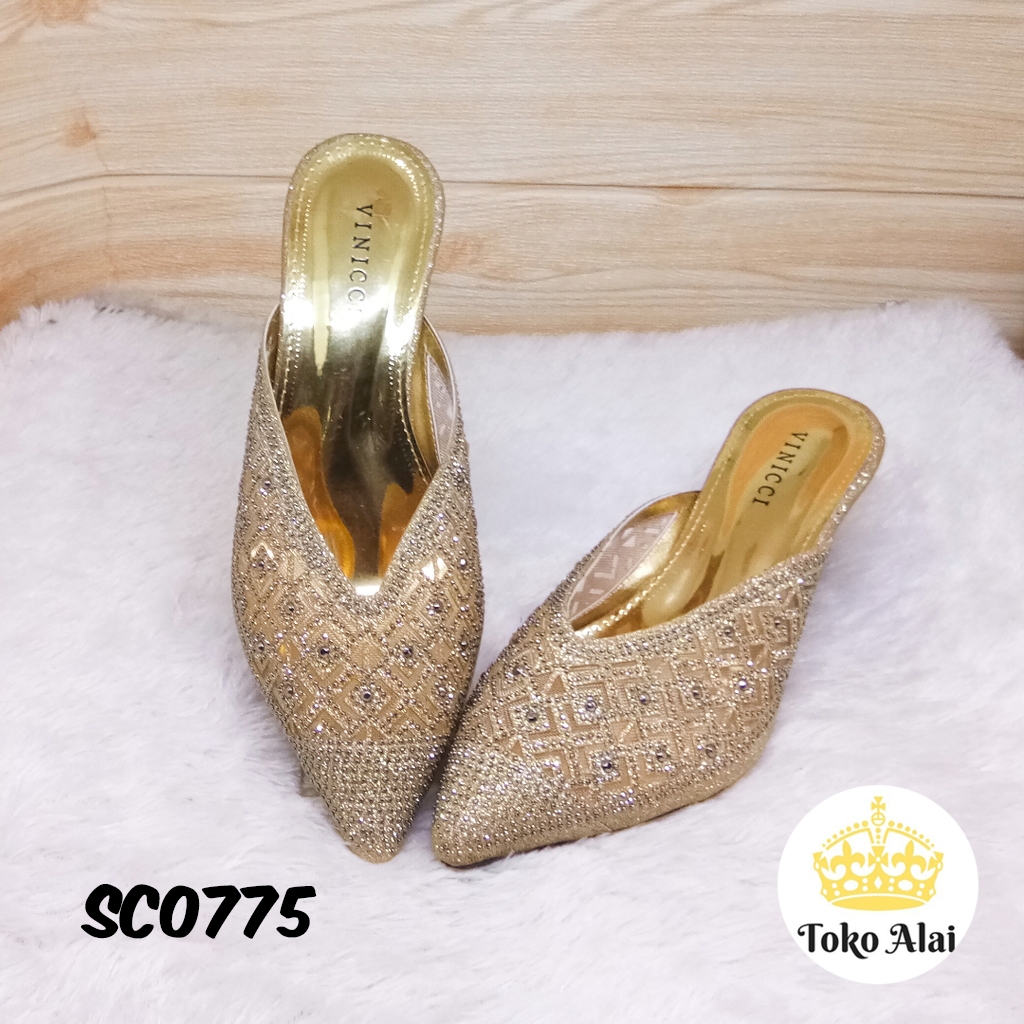 Sandal Sepatu Mules Bling Bling Wanita Pesta Kondangan Pengantin Berheels 3 Cm HAILAI KF 06 SC0775