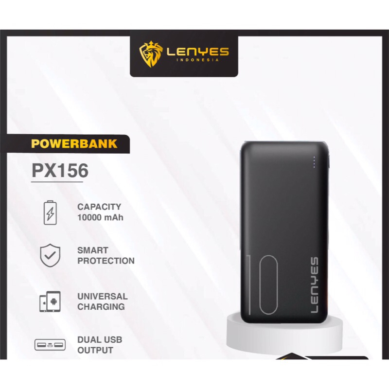 LENYES PX156 Powerbank 10000mAh Mini Slim Portable Display Light Indicator Real Capacity Power Bank