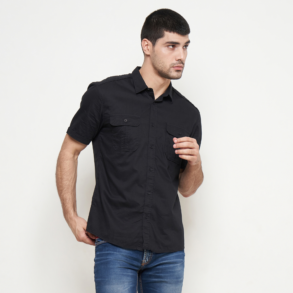 GABRIELLE Kemeja Polos Pria Lengan Pendek Regular Fit BABC353A0823