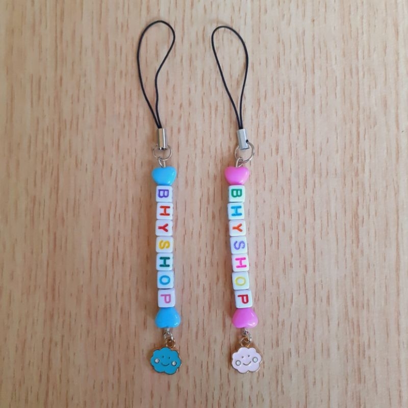 Gantungan Liontin Awan | Hiasan Tas | inisial Huruf | Souvenir | Strap HP | Gantungan HP | Gantungan