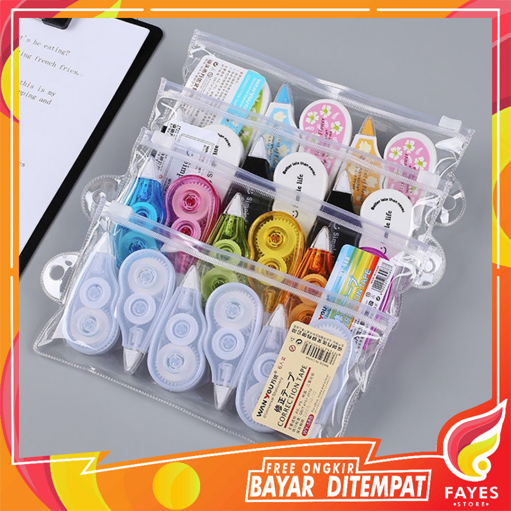 

FAYES COD Tape 6in1 / Penghapus Tip Ex Kertas 6in1 / Pita Koreksi Tip-eX Roll Correction Tidak Mudah Terputus STY14