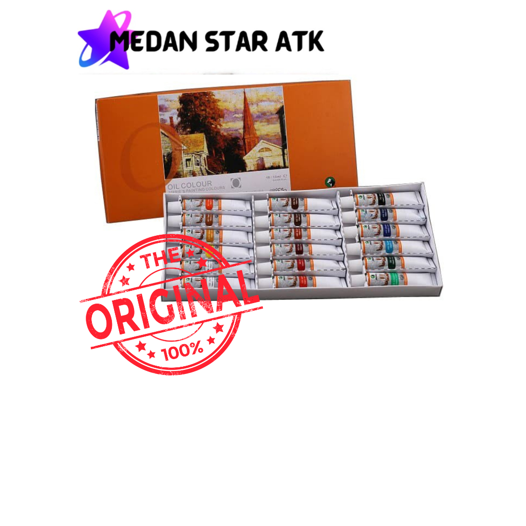 

ORIGINALL NEW CAT MINYAK / OIL COLOUR PANTING MARIES 18 WARNA X 12 ML