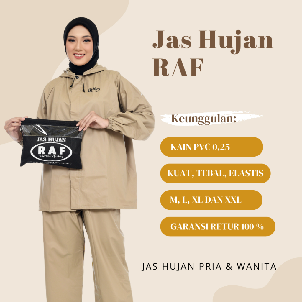 RAF Jas Hujan Pria Wanita Dewasa