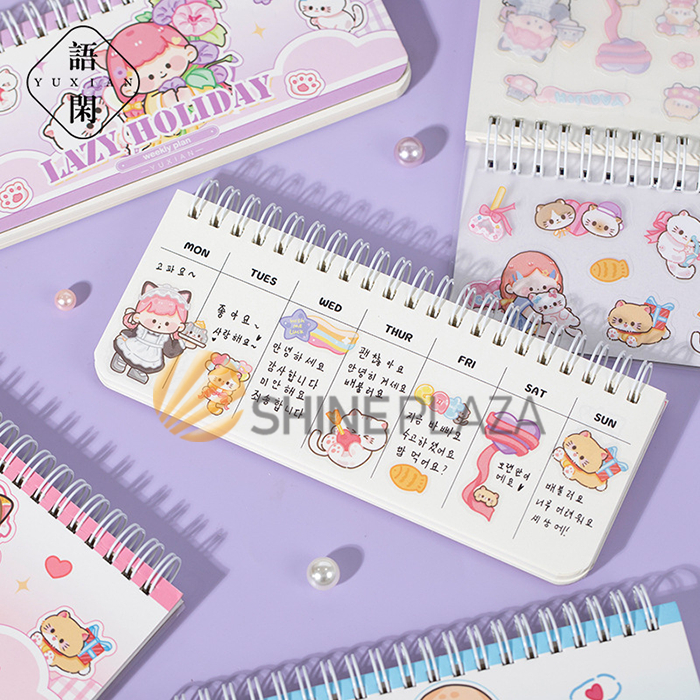 

Buku Tulis Catatan Chichi Cat Paradise Spiral Weekly Planner Notebook