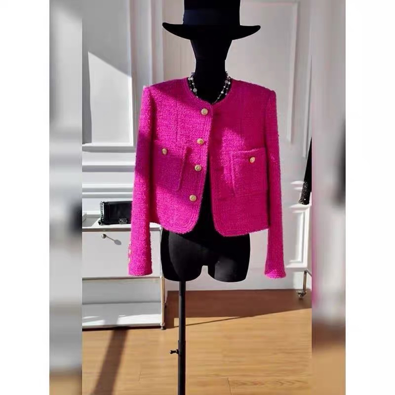 The0ne_ Tweed Blazer Fushia M-L-XL Full Furing // Blazer Tweed Magenta Fushia