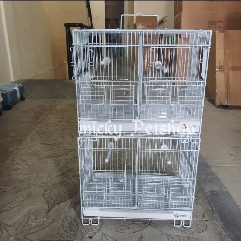 Kandang Burung Besi Dayang GDY501 2Tingkat 4Sekat Finch Blackstrouth